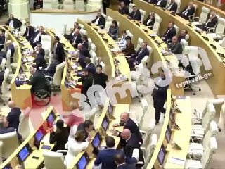 Драка в парламенте Грузии: оппозиция и власть не поделили трибуну в Горисе